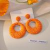 Colorful Raffia Woven Bohemian Hoop Earrings for Women