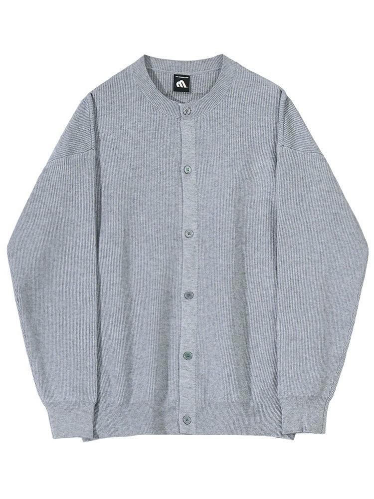 Men's Knitted Luxury Button Cardigan Sweatercoat Casual Long Sleeve O Neck Solid Color Vintage Korean Autumn Clothing