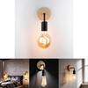 Modern Minimalist Iron Wall Lamp With Wooden Base For Bedroom Living Room Decor