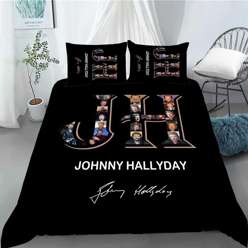 Bettbezug Rock Star Johnny Hallyday 3D Exquisiter Digitaldruck Bettwäsche-Set Bettdecke Bett Jugend Heimdeko Erwachsener Jungen Geschenk