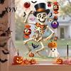Spooky Home Decor for Halloween Static Window Clings, Removable Glass Decals with Pumpkin Skull Bat Spider Large Area Holiday And Ghost Patterns,