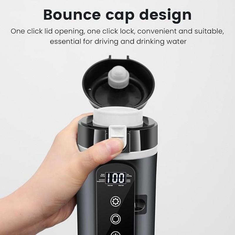 12V Portable Car Heating Cup 450Ml Touch Screen Digital Display Water Warmer Bottle Thermos Cup Car Kettle For Car
