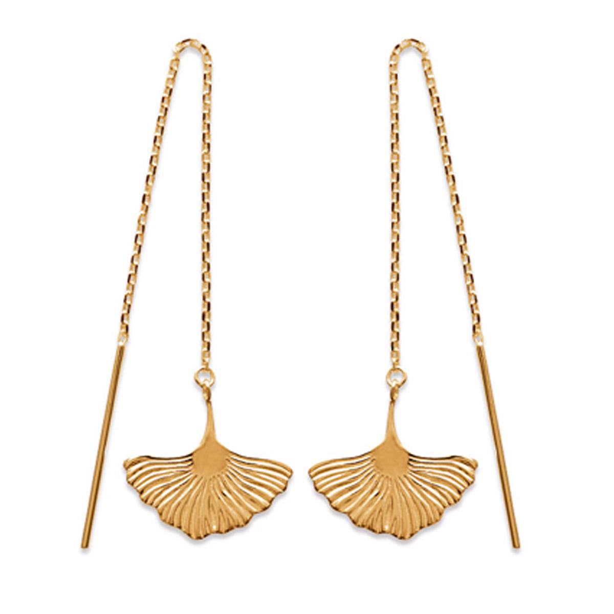 

Les Trésors De Lily [Q8404] - Позолоченные серьги Ginkgo Biloba - 5 см - 16x15 мм