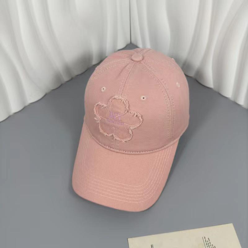 Korean Floral Embroidery Duckbill Cap - Women's Large Head Versatile Breathable Sunshade Hat