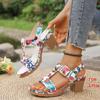 Fashion New Women's Open Toe Chunky Heel Sandals Summer Retro Heeled Shoes for Women Sandals Outdoor Casual Women's Platform Shoes