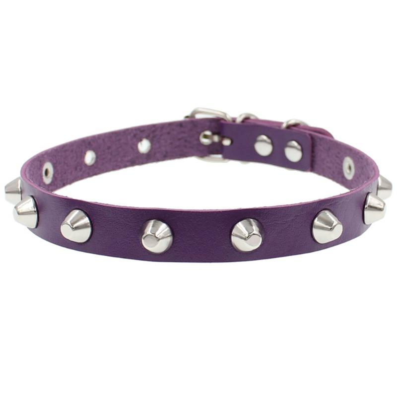 Eco-friendly PU Leather Multi-rivet Punk Metal Rock Harajuku Collar Couple Necklace Collarbone Chain Bracelet