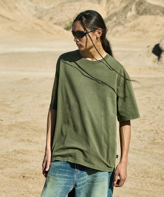 Peullukeu Slam Logo Pigment Washed Short Sleeve T-Shirt Green Fst732