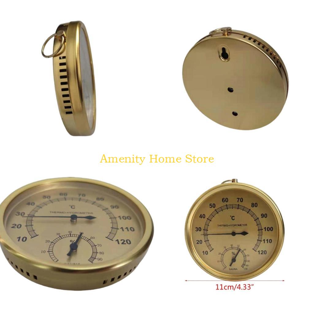 

F26C TH400 11cm Mini Round Gold Hygrometer Humidity Meter Gauge No battery Needed China Mainland