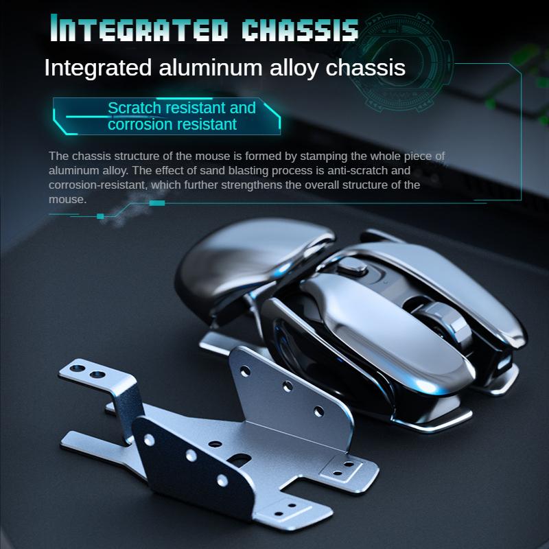 PX2 Metal 2.4G Rechargeable Wireless Mute 1600DPI Mouse 6 Buttons for PC Laptop Computer Gaming Office Home Waterproof