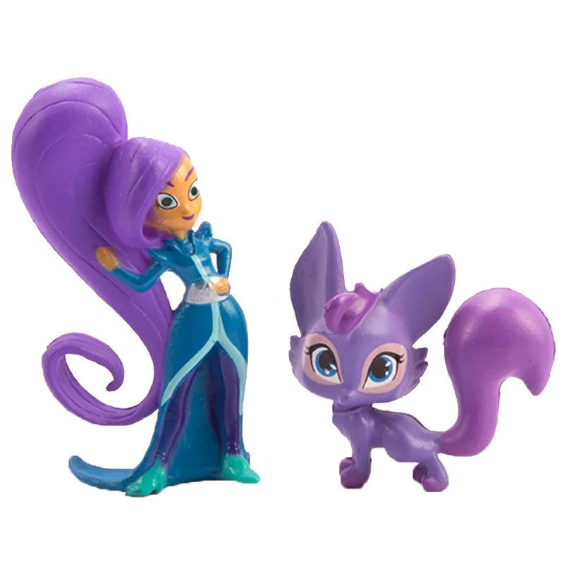 12Pcs/Set Shimmer Sister Action Figure Toys Samira Pet Tiger Nahal Monkey Dragon Dolls Toys Cute Shine Girl Birthday Cake Decor