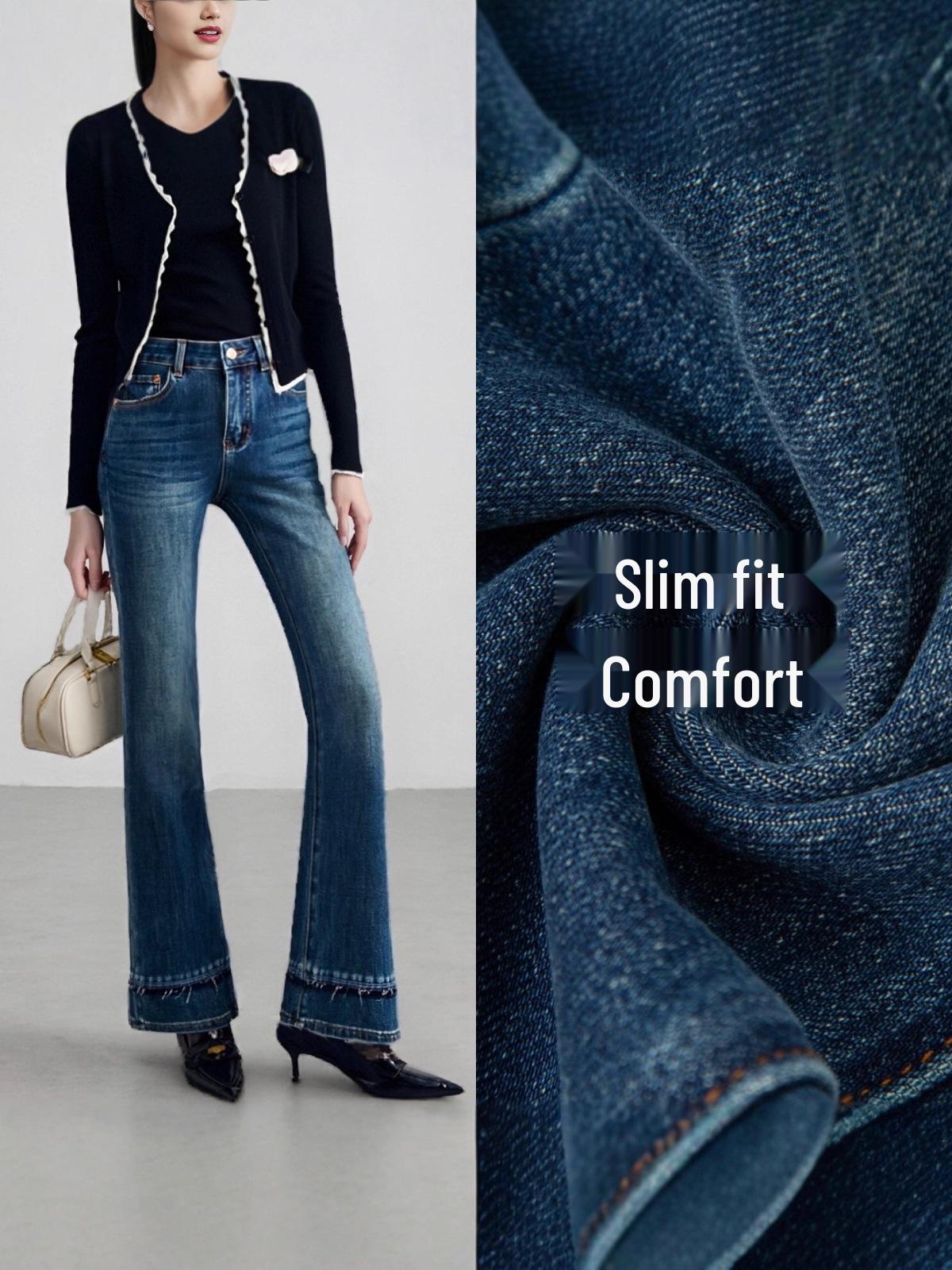 Highlight Your Curves: Women s Blue Micro-Flare High-Waisted Stretch Jeans, Spring 2026 30