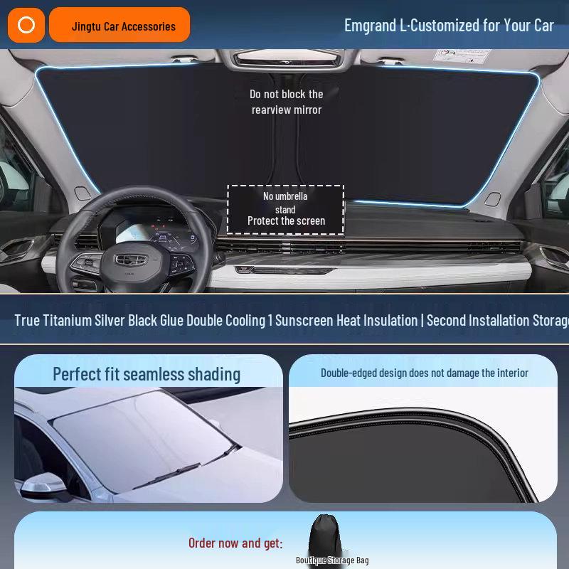 Geely Car Sunshade: Heat-Insulation Windshield Curtain for 25 Models, including Xingyue L, Xingyuan, Xingrui, Emgrand, Boyue L, and Panda MINI.