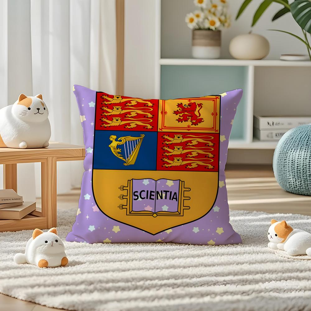 I-Imperial College London Pillow Case Silky Elegant Comfort Sofa Bed Invisible Zipper Peach skin 18*18(CM)-1Pcs