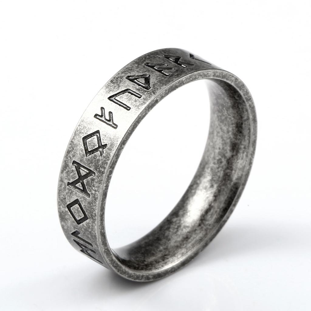 Steel Warrior Japanese Korean Fashion Simple Viking Amulet Ring Men Titanium Steel Band