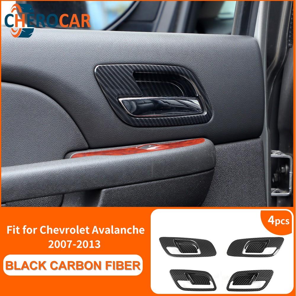 4PCS Carbon Fiber Door Latch Handle Bowl Covers For Suburban Tahoe 2007-2013