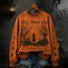 Women's Halloween Print Pullover Neck Long Sleeve Top