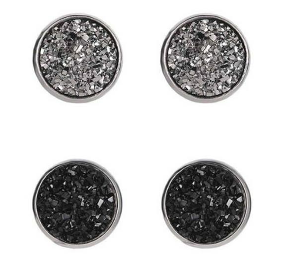 Boucles d'oreilles Harajuku Géométriques Dépolies Ciel Étoilé Pierre Précieuse Acier Inoxydable 12MM