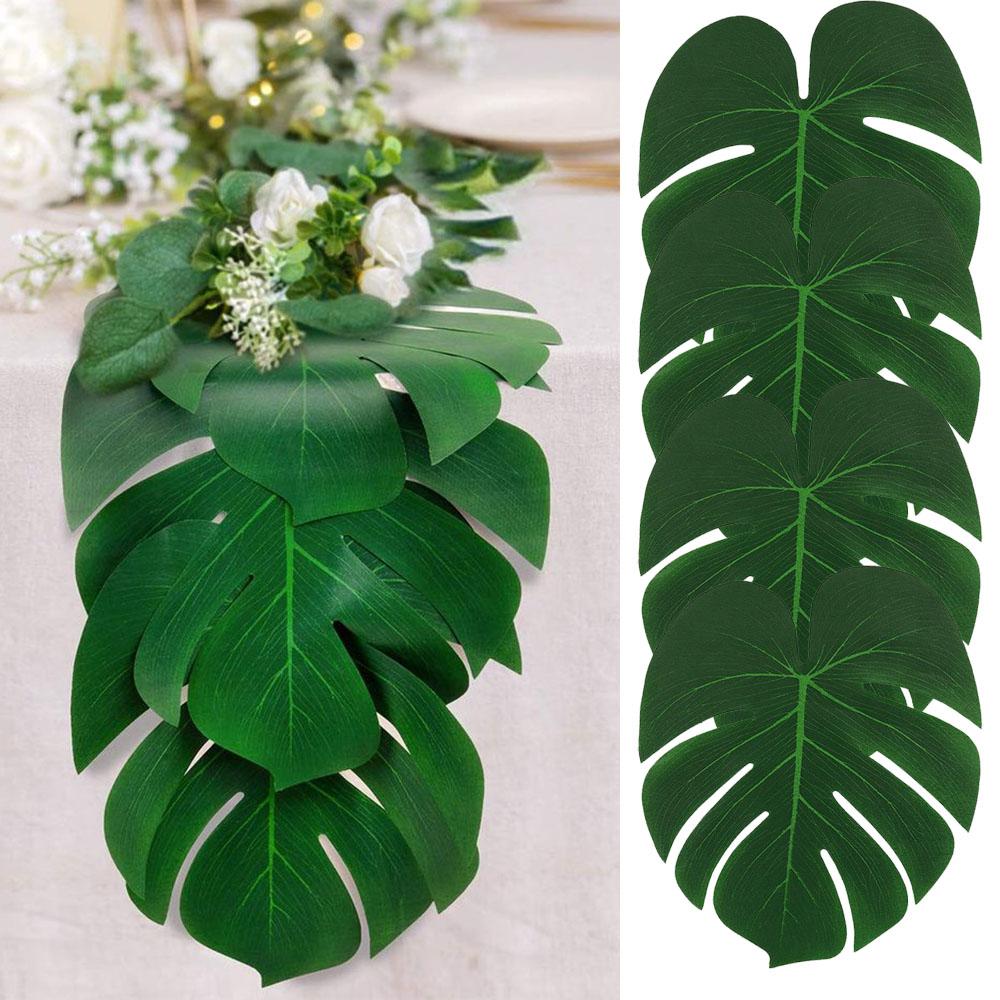 10pcs Artificial Hawaii Tropical Palm Leaves Hawaiian Luau Beach Theme Party Supplies Wedding Table Decoration Turtle Back Leaf