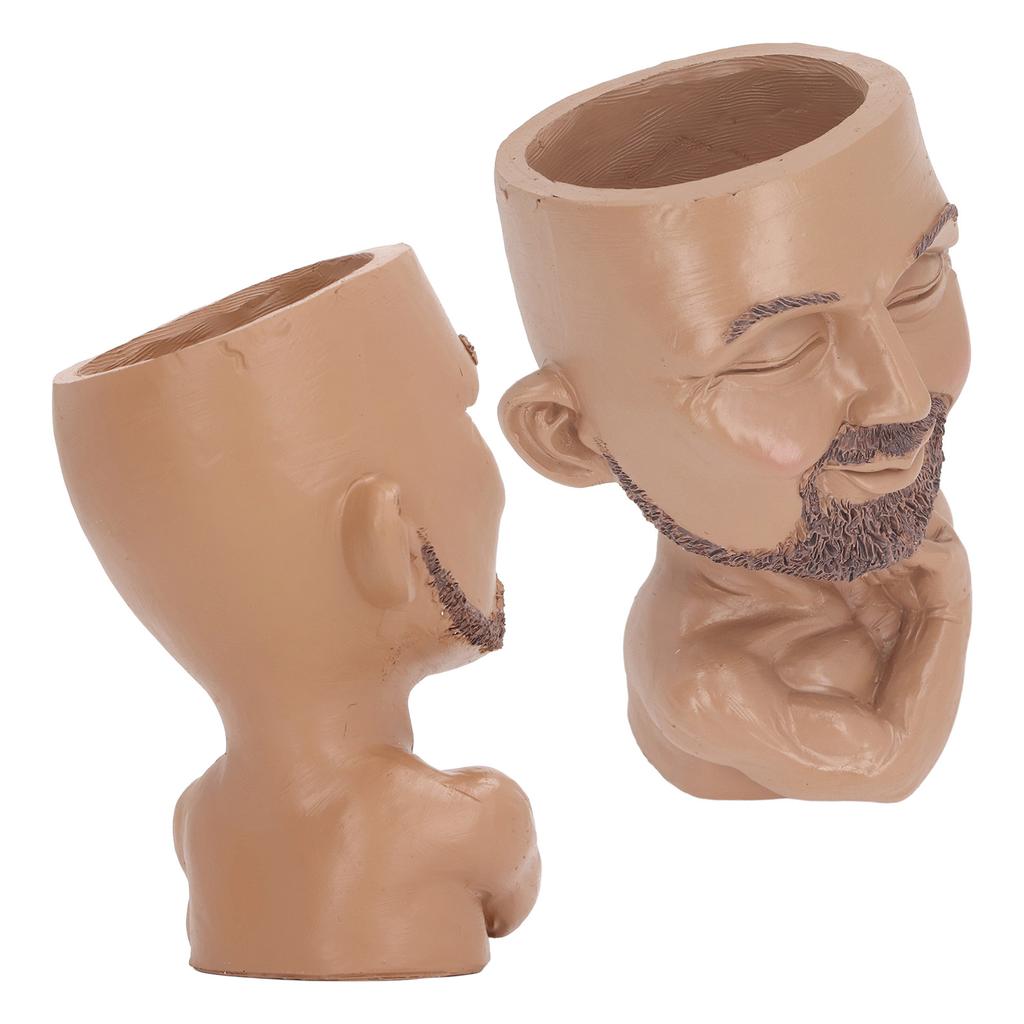 Face Planter Pot with Drainage Hole Man Face Flower Pot Head Planter Muscular Man Flower Pot for Living Room Hallway