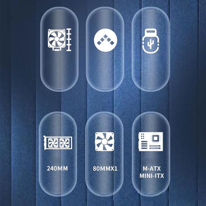Mini Diy Computer Case For M-Atx/Itx Motherboard Atx Power Supply 240Mm Graphic Card Length Gpu 80Mm Air Cooling Fans