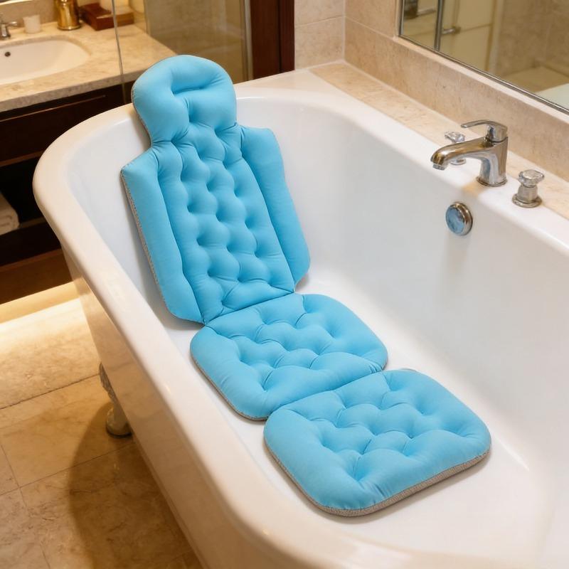 Bath Pillow for Adults, Suction Cup Bath Tub Mat, Soft Comfortable Shower Cushion for Bathtub