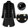 Men Medieval Costume Solid Color Jacquard Jackets Coat Retro Long Uniform
