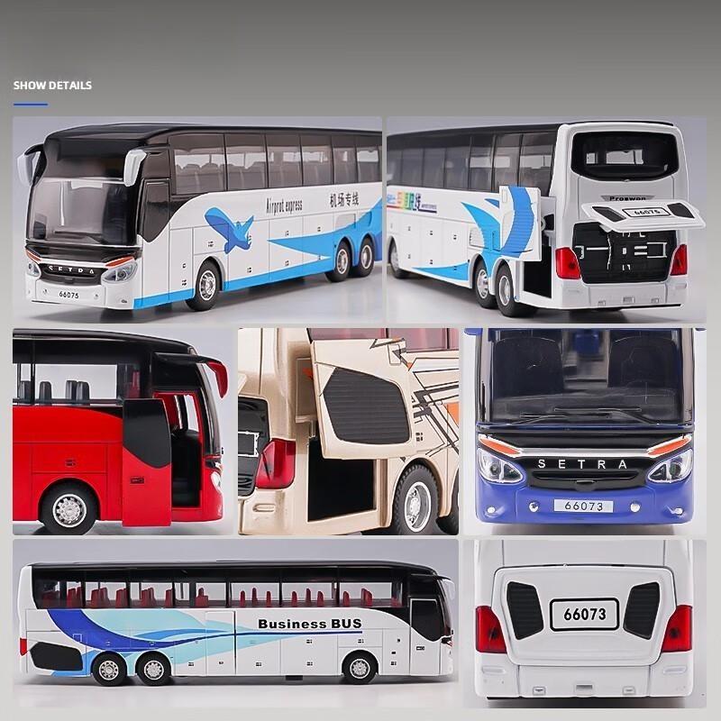 Nový 1/32 Slitinový Jednopodlažní Autobus Model Hračky Odlévaný Simulační Kovový Podnikový Autobus Vozidlo Zvuk Světlo Stahovací Dětský Dárek Hračka