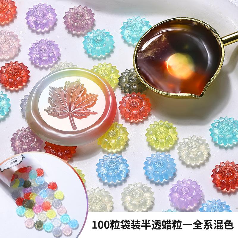 100pcs/500g Mixed Color Semi Transparent Wax Particles Semi Transparent Lacquer Wax Seal Wedding Invitation Wax Seal