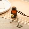 Charm Long Leather Cord Wishing Bottle Necklace Carved Flower Glass Flask Pendant Sweater Chain