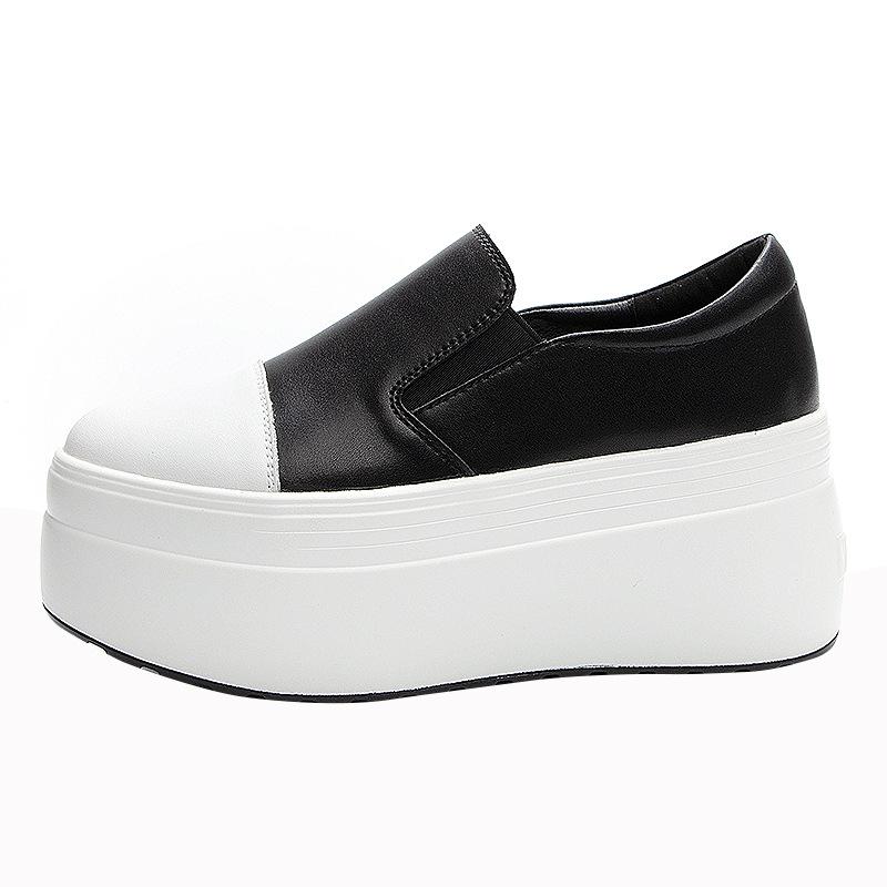 Round head casual single shoes women's spring 2025 new versatile fashion low-top foot muffin bottom thick sole increased by 10