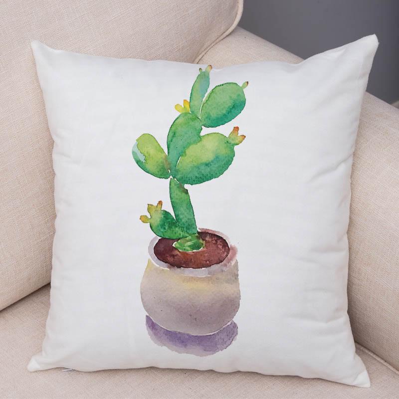 Sofa Zuhause Kissenbezug Aquarell Kaktus Dekorativer Druck Grüne Pflanze Kissen