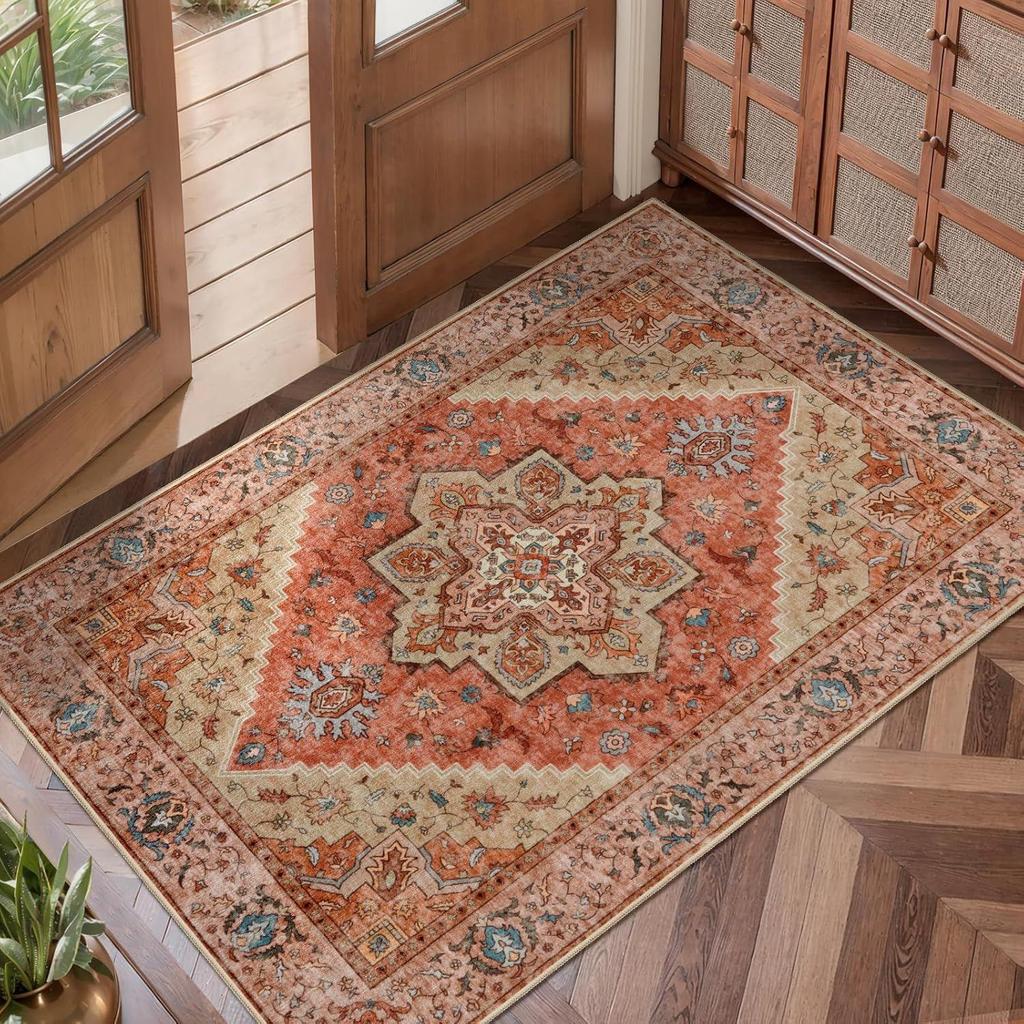 Alfombras de Piso de Terciopelo Cristal Persa de 80*120CM, Alfombras de Puerta Antideslizantes para el Hogar, Alfombras Antideslizantes para Pies, Adecuadas para Baños, Dormitorios y Entradas