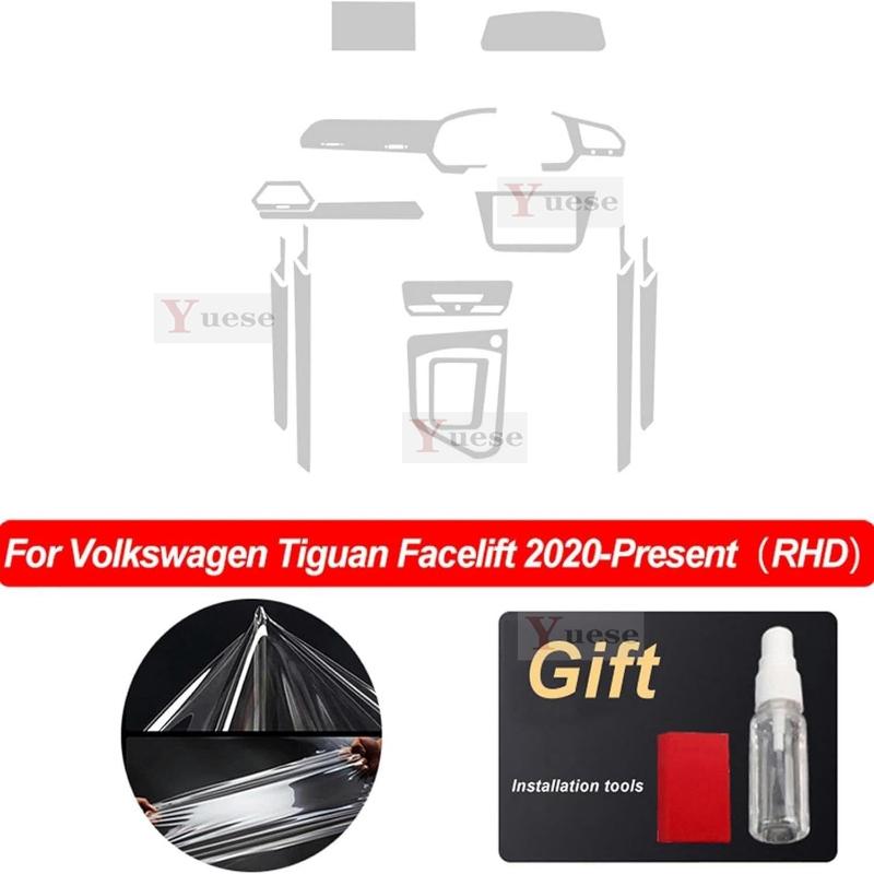 För VW Tiguan Facelift -2025 Bilinteriör Mittkonsol Genomskinlig TPU Skyddsfilm Anti-repa Klistermärke