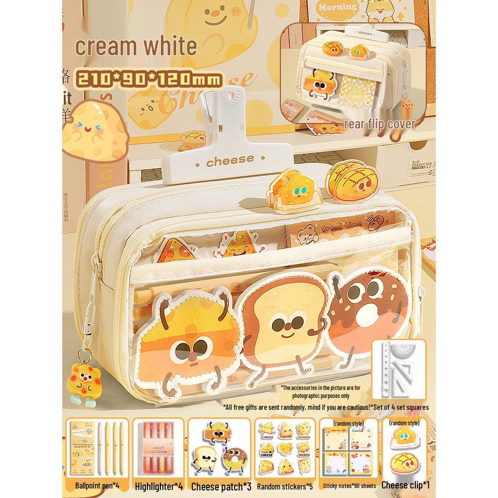 2025 Trendy Cheese Pencil Case: Large Capacity, Stylish Design for Girls, Perfect for Elementary School Students