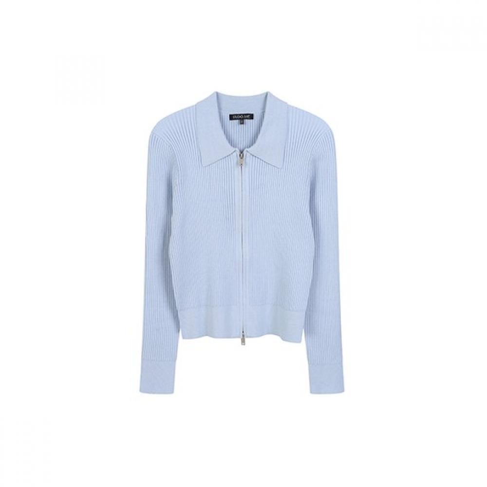 Lap Ribbed Collar Two Way Knit Zip Up Ar1kg263 SB (sky blue)/FF