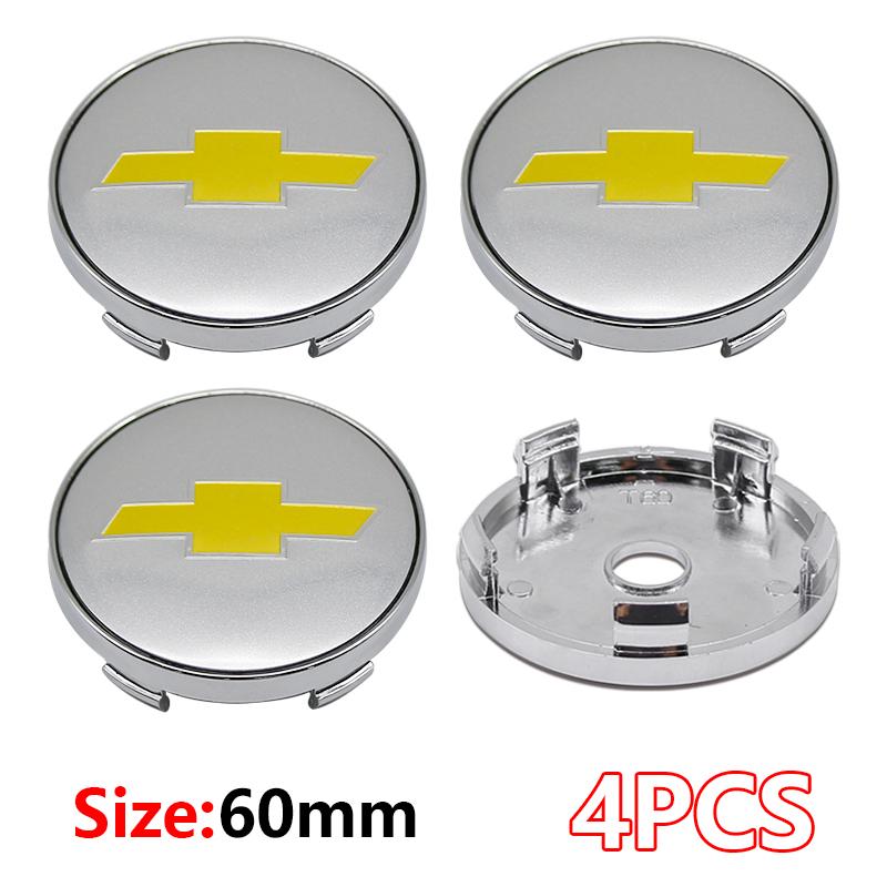 4Pcs ABS+Aluminum 60mm Emblem Car Wheel Hub Center Cap Car Parts For Chevrolet Cruze Captiva Lacetti Spark Aveo Orlando Camaro