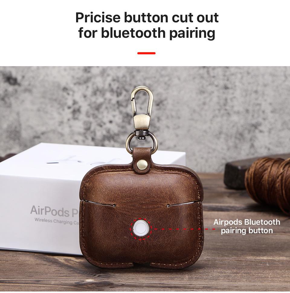 Genuine Leather Snap-Closure Flip Case for AirPods Pro