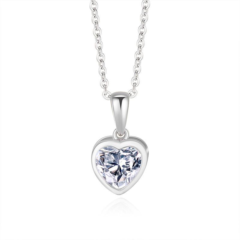 S925 Silver Heart Moissanite Necklace - Elegant Light Luxury Clavicle Accessory for Women