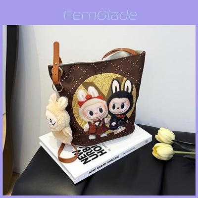 Labubu Cartoon Canvas Backpack With Breathable Fabric And Expandable Capacity For School And Daily Use