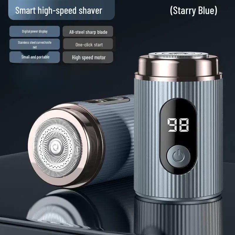 Rechargeable Portable Mini Shaver with LED Display - Steel Cannon Beard Trimmer