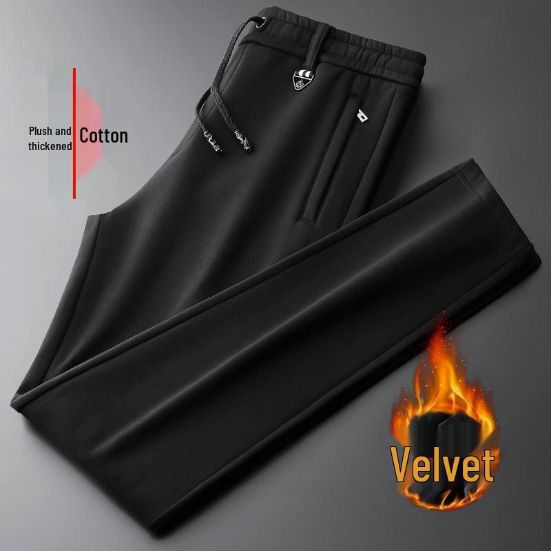 Men's Thickened Fleece-Lined Lambswool Winter Sweatpants - Warm Cotton Outerwear Pants, 86