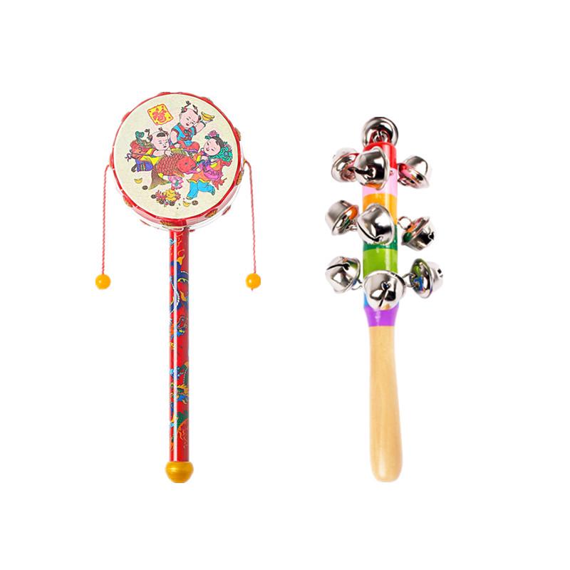 Wooden Baby Rattle Toy for Newborns and Toddlers (0-12 Months) - Grasping & Early Education Puzzle Handbell