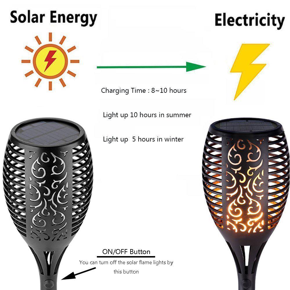 1 Pack Solar Torch Light Outdoor 33LED Solar Flickering Flame Lamp Landscape IP65 Waterproof