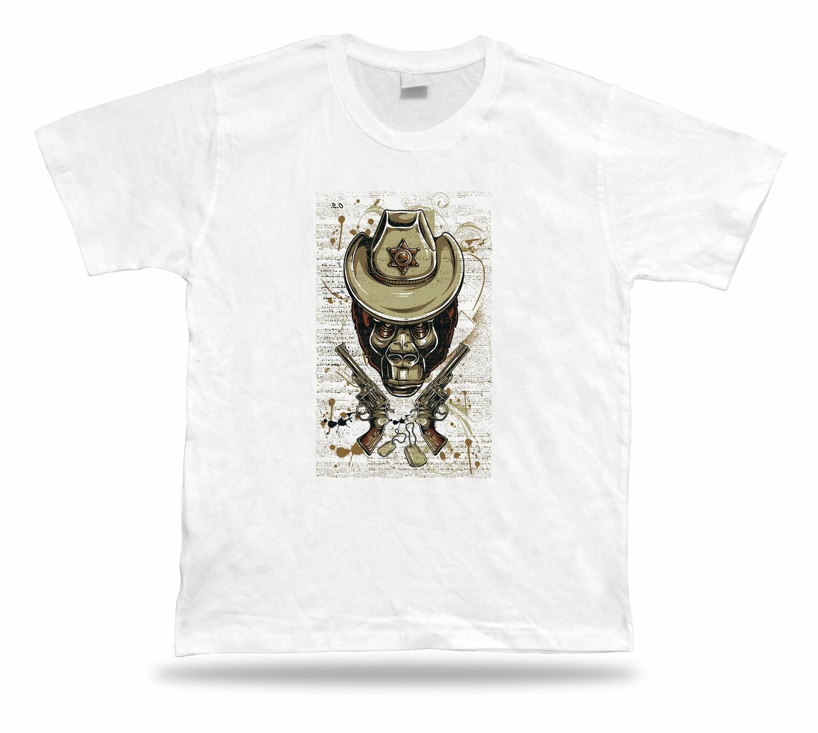 Sherif Hat and Gun Monkey vector modern t shirt tee idea special textile apparel S разноцветный