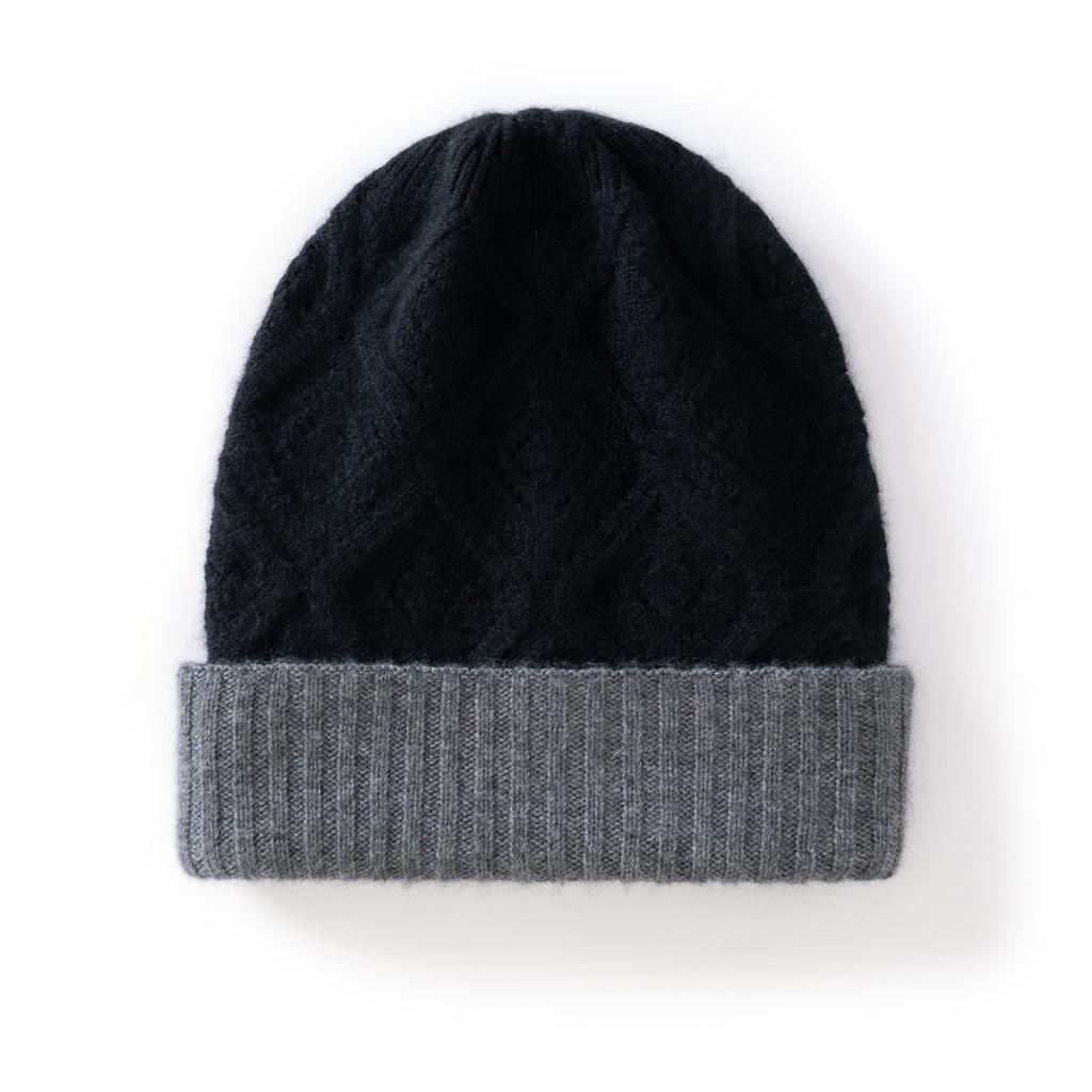 Cashmere hat cashmere autumn and winter knitted thermal hat men's double-layer thickened thermal cover cold ear hat teenager