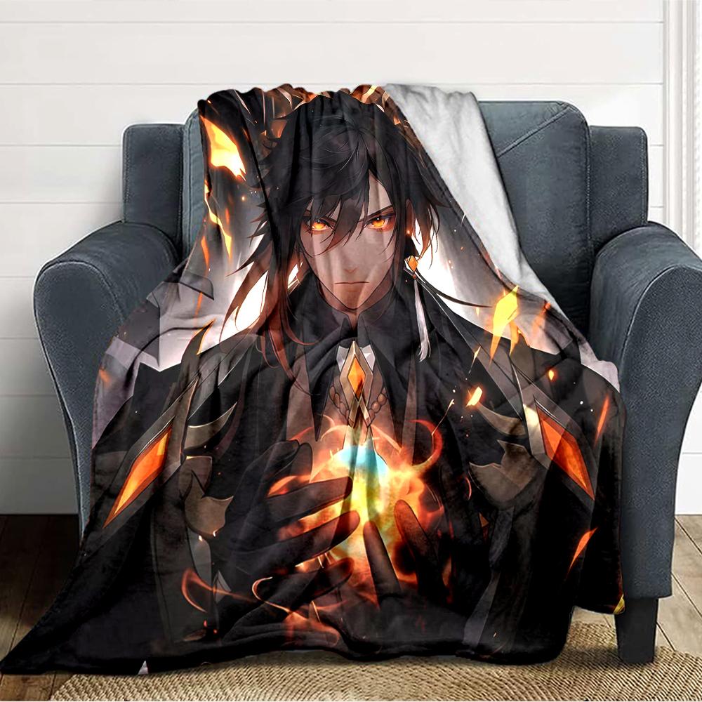 1pc Genshin Impact2 Blanket, Gift, for Men and Women, Soft Blanket, Good for Sofa Bed Couch Travel, Lightweight Flannel Blanket