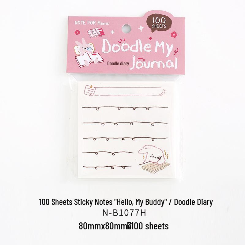 Animal Doodle Sticky Notes - 100 Sheets