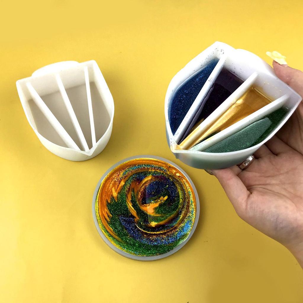 Split Cup For Paint Pouring Reusable Fluid Art Split Cup Silicone Split Pouring Cup With Dividers For Acrylic Paint Resin
