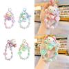 Cute Beaded Keychain Decorative Portable Bag Pendants for Girls Women Adults Violet