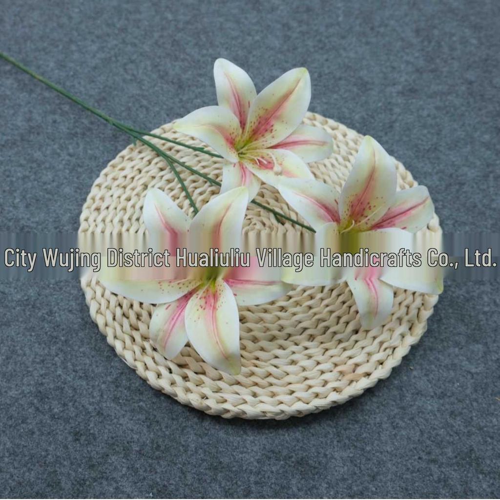 Triple-Head Silk Lily Bouquet for Wedding and Home Décor
